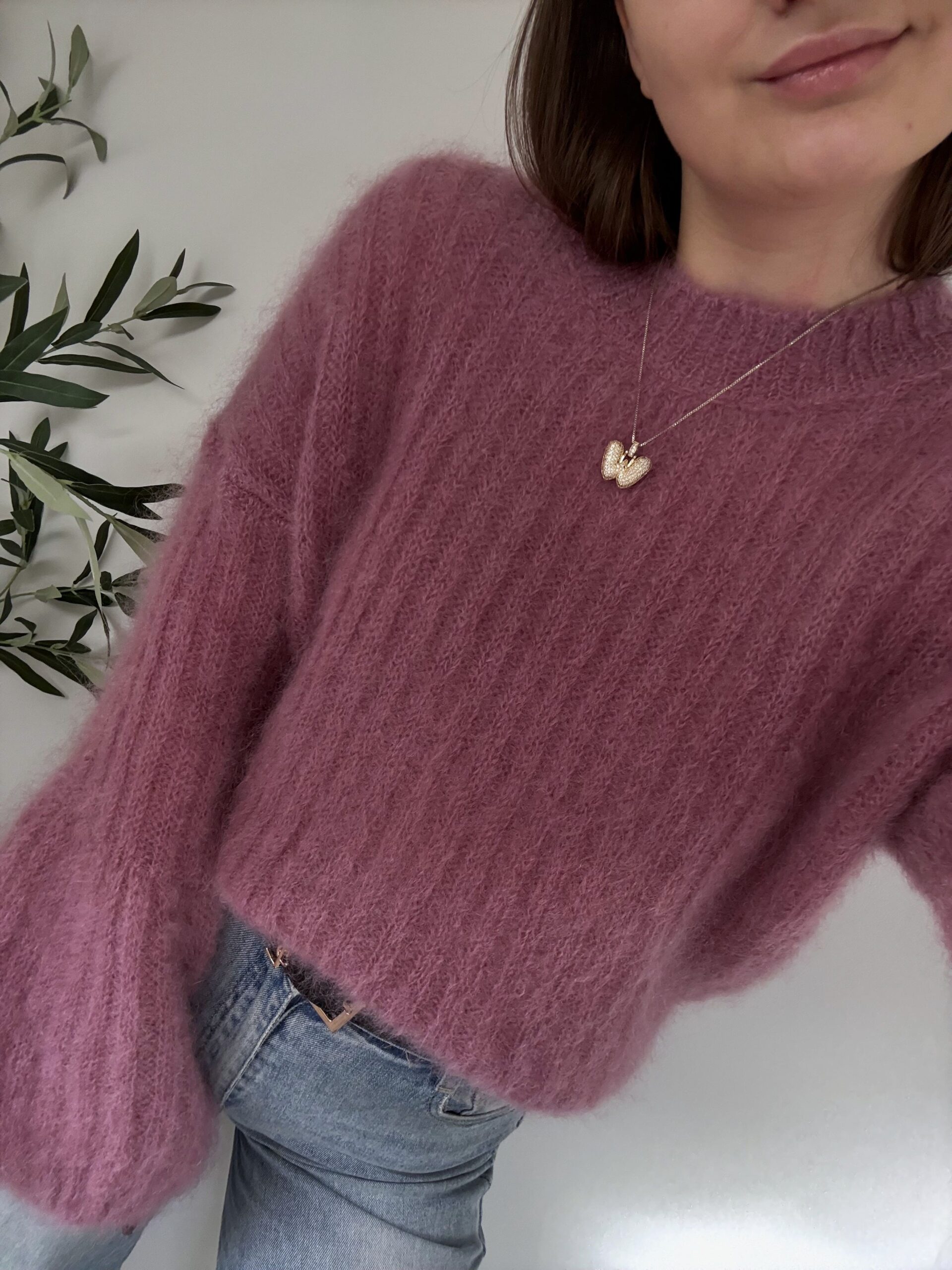 SWETER DZWONEK ♡ 81% KID MOHAIR MALINA - obrazek 3