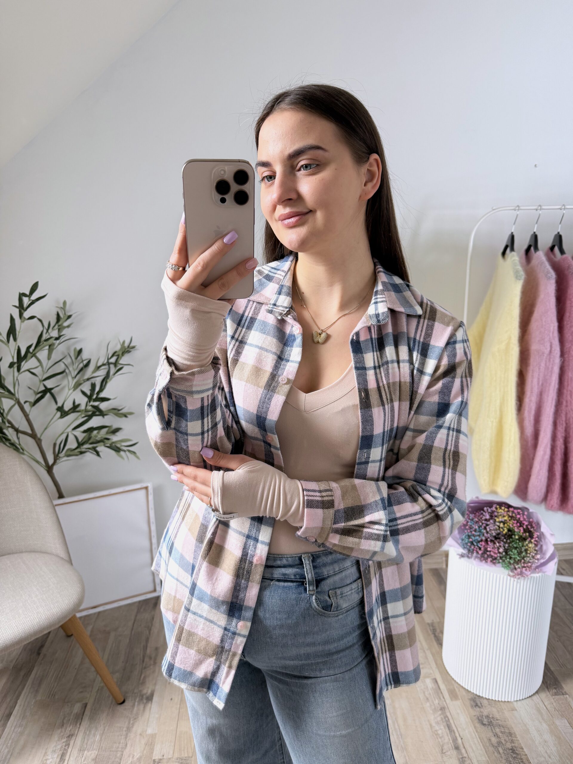 KOSZULA W KRATĘ LAVI ♡ PUDER BŁĘKIT - obrazek 4