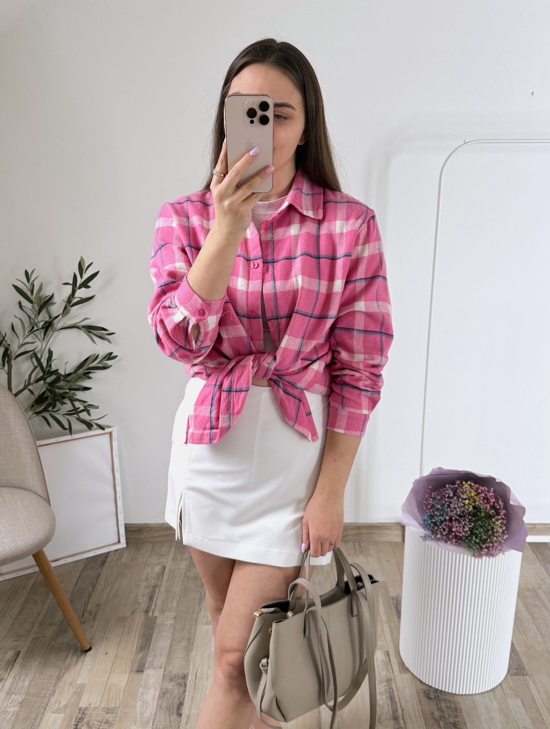 KOSZULA W KRATĘ LAVI ♡ CUKIERKOWY RÓŻ - obrazek 4