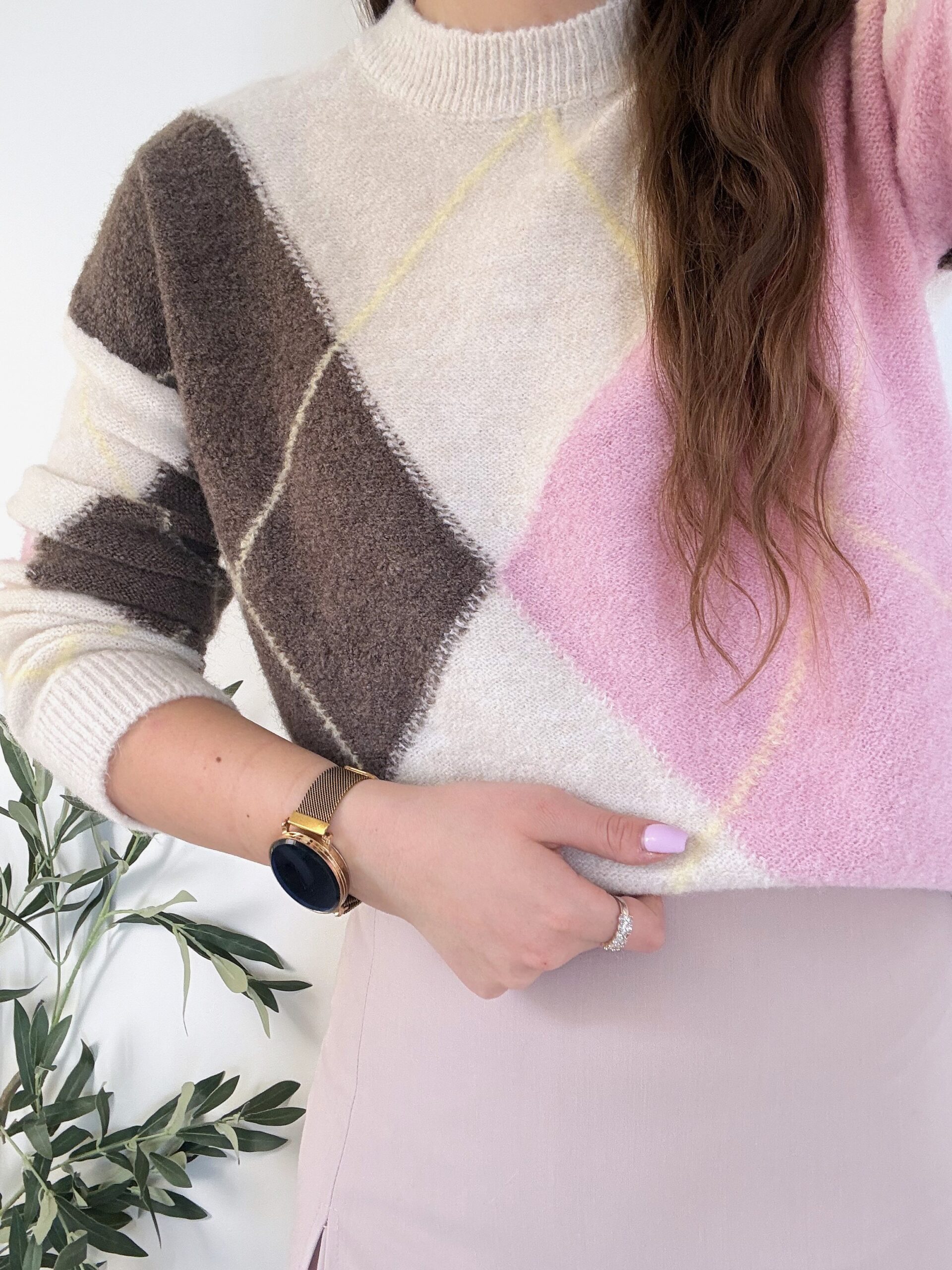 SWETER W ROMBY AZARA ♡ ŚMIETANA-PUDER - obrazek 2